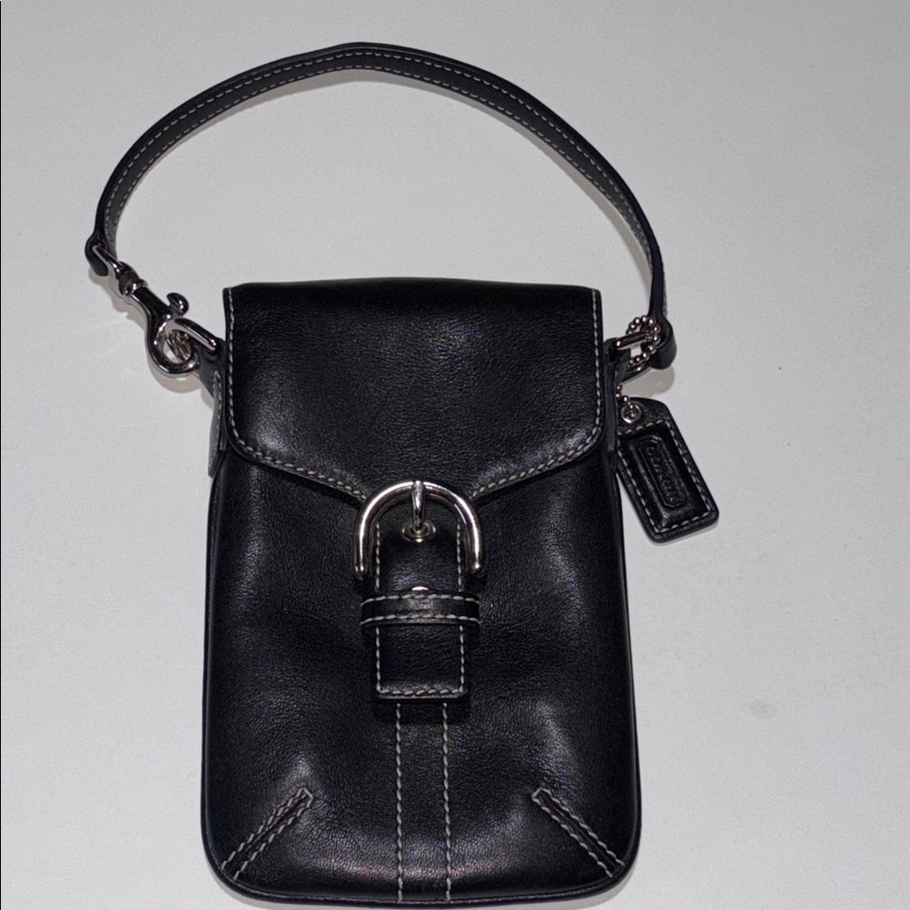 Coach Black Vintage Y2K Soho Wristlet Coach Black Leather Cell Phone Holder Y2K - Picture 7 of 16